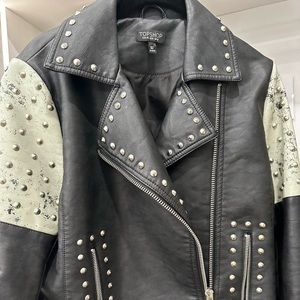 Distressed leather jacket with studs!